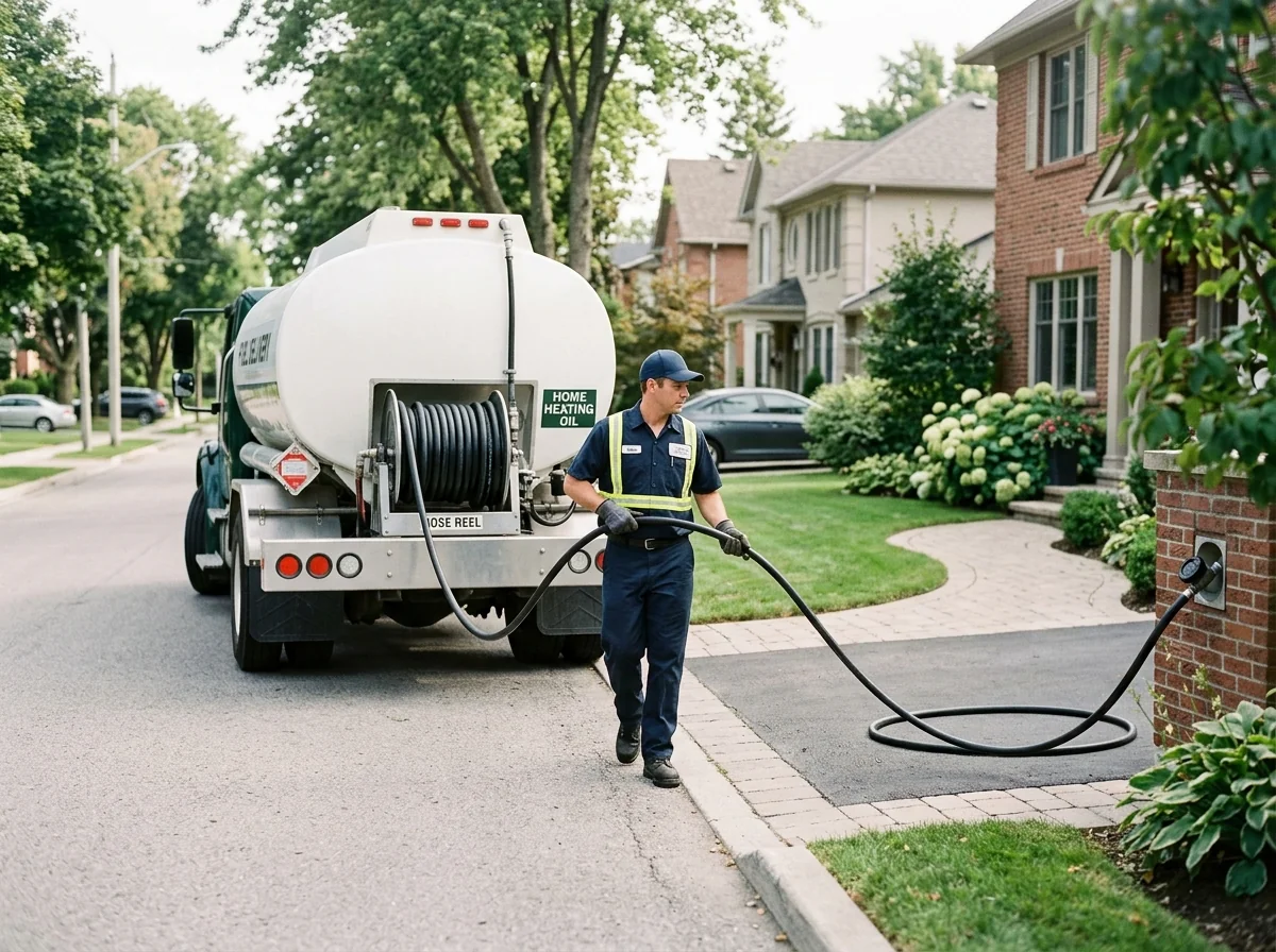 Operador realizando descarga de combustible de forma segura en domicilio